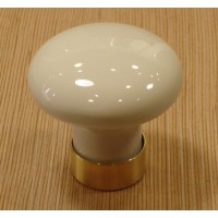 Bouton Porcelaine de Limoges Blanc/Laiton