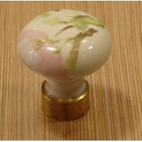 Bouton Porcelaine de Limoges Décor Fleurs Roses
