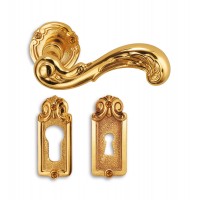 Ensemble Louis XV sur rosace Laiton Patiné