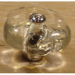 Bouton Verre Murano Transparent + Chrome