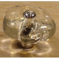 Bouton Verre Murano Transparent + Chrome