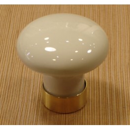 Bouton Porcelaine de Limoges Blanc/Laiton